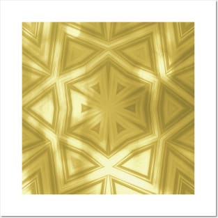 Elegant gold striped kaleidoscope with bokeh Posters and Art